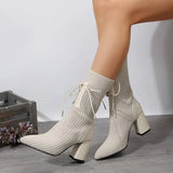 High Heels Ankle Women Sock Boots Chunky Walking Boots Winter 2024 Designer Fashion Weave Goth Pumps New Femme