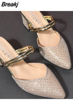 for Women 2023 Hot Slingbacks Ladies High Heels Summer Toe-Covered Women's Sandals Pointed Toe Outer Wear Half