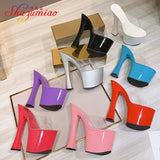 8 Color Women's High Heel Sandals 2023 Summer Transparent PVC Sexy Wedding Slippers 20CM Platform Thick Heel Shoes Size