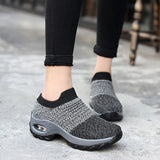 Women Casual Shoes Fashion Cushioned Wedge Sneakers Walking Sports Shoes Mesh Platform Female Running Shoes Zapatillas De