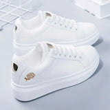 Spring Autumn Fashion Women Running Shoes White Breathable Embroidered Flower Lace-Up Casual Sneakers Zapatos De
