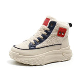 Women Winter Shoes Short Plush Platform Sneakers Vulcanize Lace-up Women Keep Warm Snow Botines Female 2023 Luxury Botas