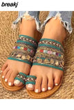 Women Shoe Summer Greek Style Boho Folk-Custom Artisanal Ladies Flat Slippers Casual Breathable Comfortable Beach Women