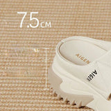 Leather Slippers Women New Indoor Outdoor Thick Sole Fashion Slippers Anti Slip Trend Flat Shoes Wear-resistant