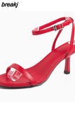 Size 34-43 Rome Sandals Women 2023 Real Leather Ankel Strap High Heels Shoes For Women Summer Za Elegant