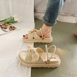 De Tacon Internet Hot Women Shoes Summer Fairy Style 2023New Improve Fashion Student Platform Roman Lady Flat