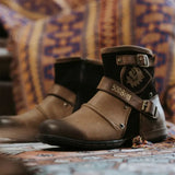Knight Boots Men's Autumn Large Size Ankle Boots Round Head Metal Buckle Hiking Desert Western Boots Botas