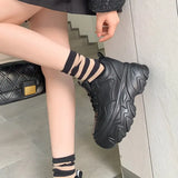 Size 33-40 Women Sneakers Lace Up 2023 Fashion Platform High Heels Shoes Woman Spring Solid Casual Daily Lady