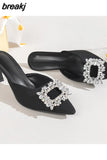 Women Pumps luxury Crystal Slingback High heels Slippers Summer bride Shoes Comfortable Heeled Party Wedding
