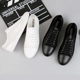 Genuine Leather Men's Flats shoes Leisure Trend Korean Version Solid black White summer breathable Men Casual