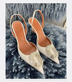 Rose Red Women Pumps Thin Heels Pointed Toe Super High Buckle Strap Ladies Dress Shoes Sandals Women
