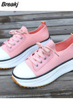 2023 Women's Sports Shoes Medium Heel Platform Casual Women Fashion Sneakers Spring Lace-up Outdoor White Walking