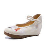 Breakj Heels Single Shoes Embroidered Cloth Shoes Spring And Autumn Ancient Wind Ethnic Wind Women's Shoes Mother Shoes Square Dance
