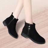 Women's Autumn and Winter New Low Heel Comfortable Fashion Short Boots Side Zipper Snow Women's