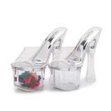 Breakj Yards 18-20 Cm Height Crystal Slope With Slippers Women's Summer Waterproof Platform Anti-Slip Thick