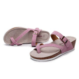 New Summer Women Wedge Beach Slipper Shoe Casual Cork Med Heel Outdoor Clogs Flip Flops