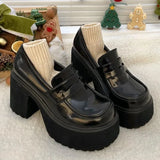 New Anti-skid Casual Thick Heel Slip-on Shoe Black Thick Heel Women's High Heels Lolita Style Sexy Women's Office