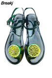 Women Slippers Transparent PVC Fruit Decoration Sandals For Ladies Summer Outdoor Buckle Strap Beach Shoes Female Fashion