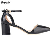 Women Sandals 5cm Single Work OL Thick Hight Heels Pointed Toe Sandal Sexy All-match Casual Party Wedding