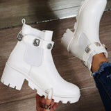 Women Ankle Boots Crystal Rhinestone Slip On Platform PU Leather Women's Booties Spring Autumn Females