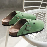 Hot Popular Women's Closed Toe Cork Slippers Mule Clogs Cork Sandals For Women Split Leather Garden Slides Cork