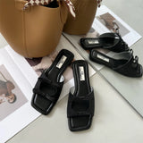 Summer Candy Leather Beach Shoes Women Bow Flat Slippers Women's Shoes Simple Slides Open Toe Flat Slippers for Women