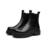 Breakj 2023 New Black High Top Middle Cylinder British Wind Round Head Set Foot Men's Fashion Overalls Martin