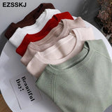 basic autumn winter thick Sweater Women long sleeve o-neck Soft Knit sweater Pullovers solid female Jumper