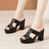 Slippers Women's Summer 2023 New Fishmouth Sandals, Thick Heels, Waterproof Platform, Large Size