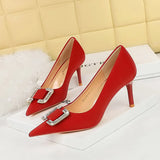 Breakj 6 Fashion Banquet Women's Shoes Heel High Heel Shallow Pointed Water Diamond Buckle Single Shoes High Heels