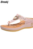 Women New Summer Sandals Open Toe Beach Shoes Flip Flops Wedges Comfortable Slippers Cute Sandals Plu Size Chaussure