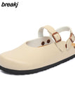 2023 New Summer Women Cork Slippers Buckle Non-slip Casual Closed Toe Sandals