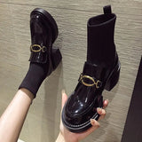 Heeled Women's Ankle Boots Platform Very High Heels Footwear Sock Short Shoes for Woman Round Toe Chunky Goth Hot