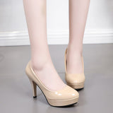 Breakj New Women's Fashion Singles Korean Version Of High Heel Tip Waterproof Table Fine Heel Women's Singles Shoes Professional Wedding Shoes