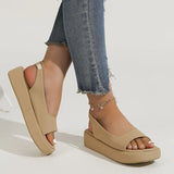 PU Leather Platform Sandals Women Casual Back Strap Flat Sandals Woman 2023 Summer Open Toe Non Slip Beach Shoes Plus