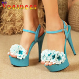 Super High Heels Sandals 15cm Designer Women Buckle Strap Shoes Summer Thick Sole Platform Sandals Club Stripper