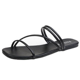 Summer New Two Wear Sandals Female Fashion Korean Version Of A Word With Sandals Casual Flat Outside Wear Slippers