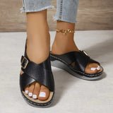 Breakj Summer New Wedge Sandal Cross Strap Beach Sandal Women's Plus Size Women's Shoes