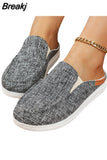 Print Half-slipper Print Casual Slip-on Shoes Retro Light and Comfortable Walking Vulcanized Shoes Women's Large
