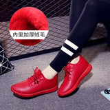 Leather Sports Plus Velvet Flat Bottom Ladies Round-toe Snow Boots Thick Waterproof Non-slip PU Warm Women's Cotton