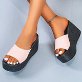 Platform Wedges Women's Slippers Summer 2024 Open Toe High Heeled Sandals Woman Casual Plus Size Outdoor Beach Shoes