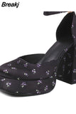 Pumps Chunky Heel Ankle Strap Shoes 2023 Spring Summer Wedding Shoes Fashion Sexy Mary Janes Pumps Big Size