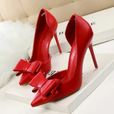 Breakj Korean Version Of Fashion Delicate Sweet Bow High Heels Fine Heel High Heel Shallow Mouth Tip