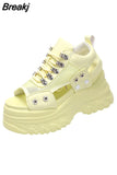 Sandals 8.5CM Wedge Heels Sneakers New Women Beach Flip Flop High Platform Casual Sandals Breathable Walking