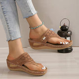 Toe Cool Drag Thick Sole 2023 New Hollow Slope Heel Retro Casual Outside Wear Car Seam Beach