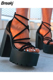 Dropship 2023 Summer High Quality Platform Ankle Strap Cover Heel Buckle Strap Fashion Sexy Woman Sandals Shoes