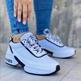 2023 New Fashion Wedge Platform Plus Size Casual Sports Shoes Women Lace-up Mesh Breathable Women's Vulcanized
