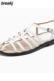 Size 33-40 Women Flats Sandals Rome Low Heels Summer Shoes For Women 2023 Trend Casual Buckle Strap Leather