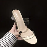 Wear Women's Crystal Heel Sandals Slippers 2023 Summer Transparent Plastic Open Toe Female Sandals Plus Size Party