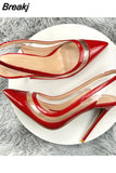 PVC sexy pointed toe 12cm 10cm 8cm high thin heel luxury red show cleavage lady party dating shoes LX010